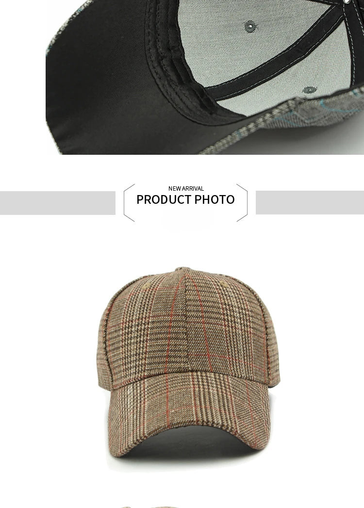 Unisex Checkered Baseball Cap with Adjustable Strap