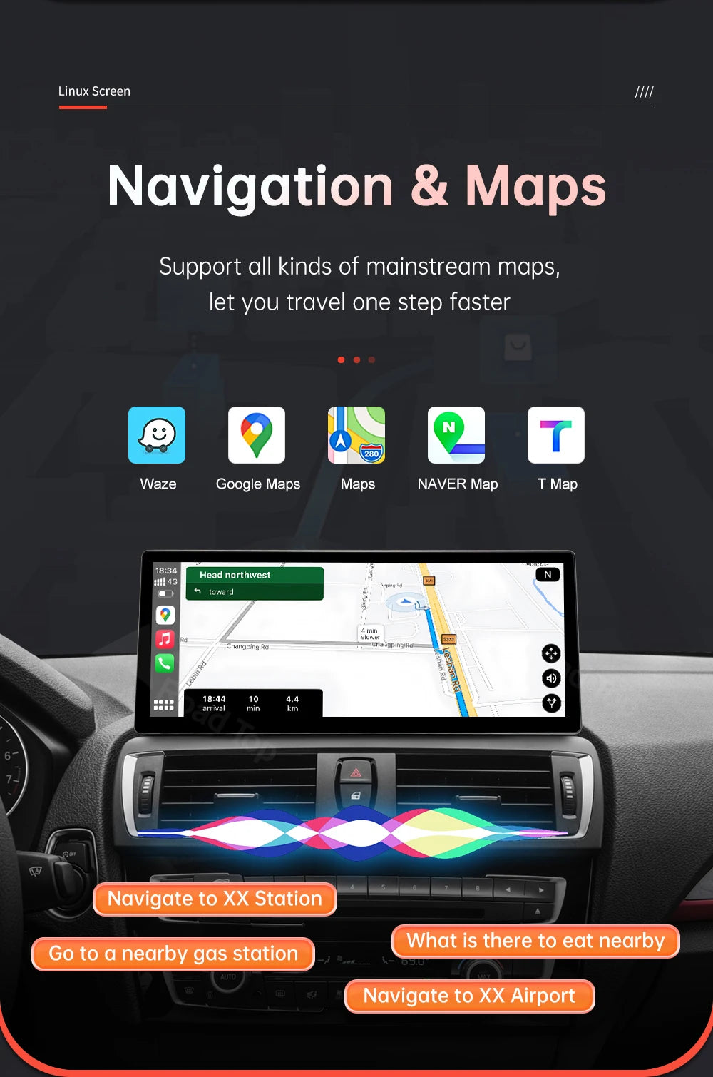 12.3'' BMW F20/F21/F22/F23 Linux CarPlay & Android Auto Screen