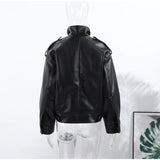 Chic Stand Collar Leather Jacket