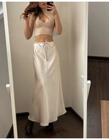 Women's Satin Maxi Skirt – Elegant Ankle-Length