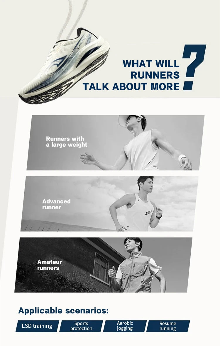 QIAODAN LH 600 Max Men's Running Shoes Breathable Sport Shoes 2026 Thick-soled Lightweight Jogging Sneakers QXB023254214R