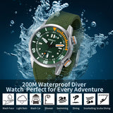 BERNY 20Bar Diver Men Mechanical Watch Miyota 8215 Super Luminous Sapphire Swiming Automatic Self Wind Silicone Men Wristwatch