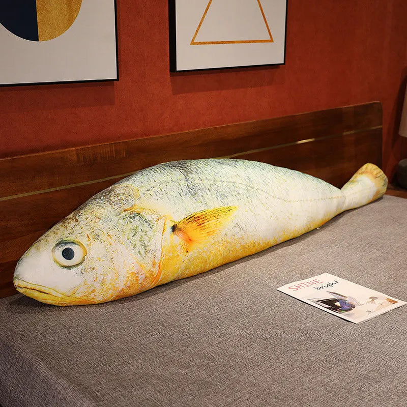 New Simulation Large Yellow Croaker Plush Toys Lifelike Fish Dolls Stuffed Soft Throw Pillow Sleeping Cushion Decor Gift