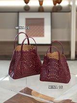 New Tote Bag French Cowhide Handmade Bag Niche Laser Engraved Hollow Leather Vegetable Basket Bag Casual Versatile Temperament