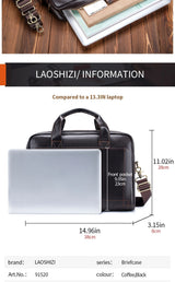 Men's leather handbag, top layer cowhide briefcase, leather laptop bag, diagonal cross office bag
