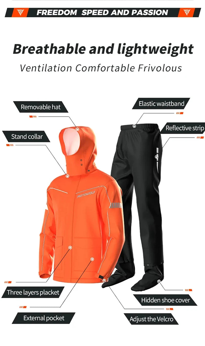 Waterproof Motorcycle Rain Suit – Jacket & Pants Set