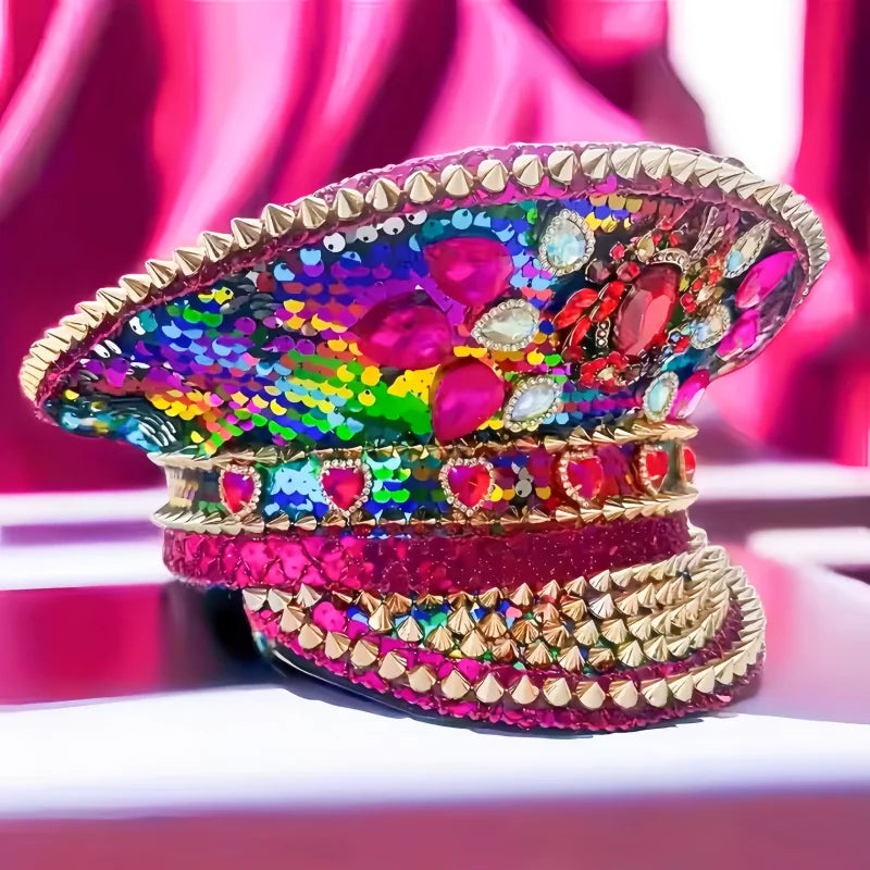 Rhinestone Captain Hat | Festival & Masquerade Cap