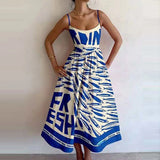 Women's Print Camisole A-Line Midi Dress