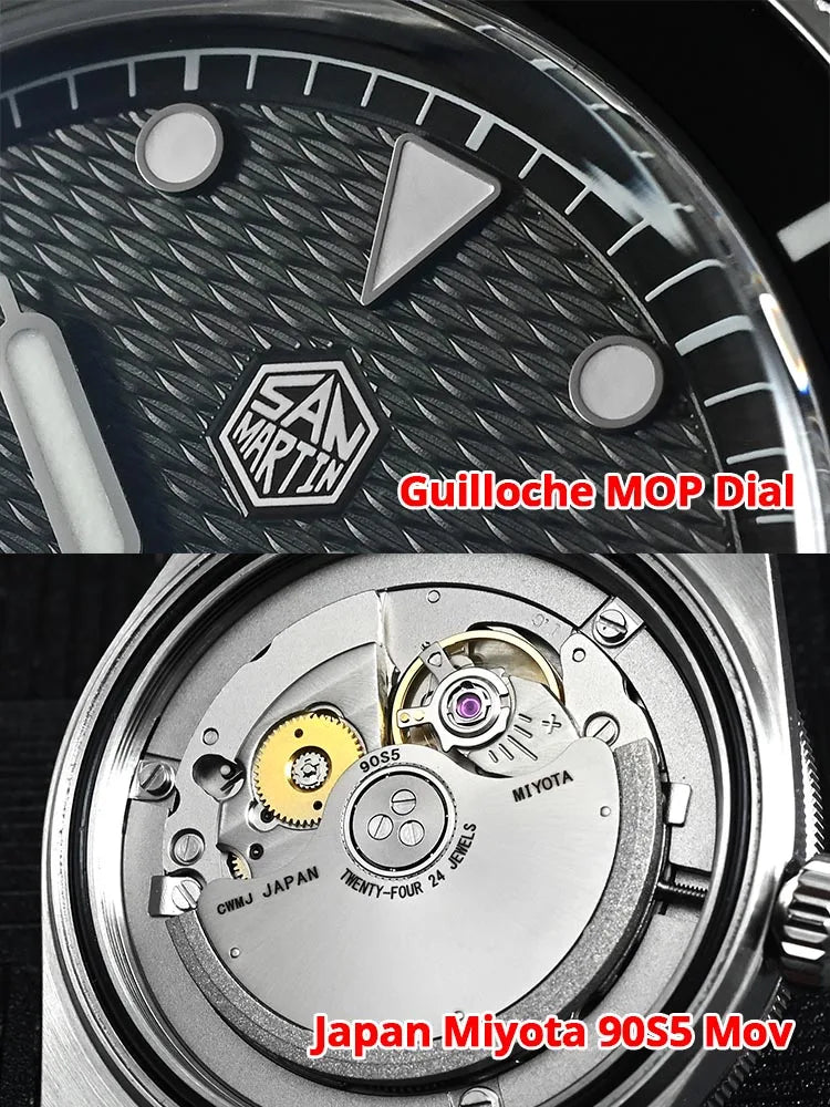 San Martin 39mm SN0151 Guilloche MOP Automatic Dive Watch