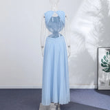Backless Women Dress Cross Waist Long Dress Sleeveless Backless dresses A Line Ruched Evening Gown  Elegant Party Gown 2026 New