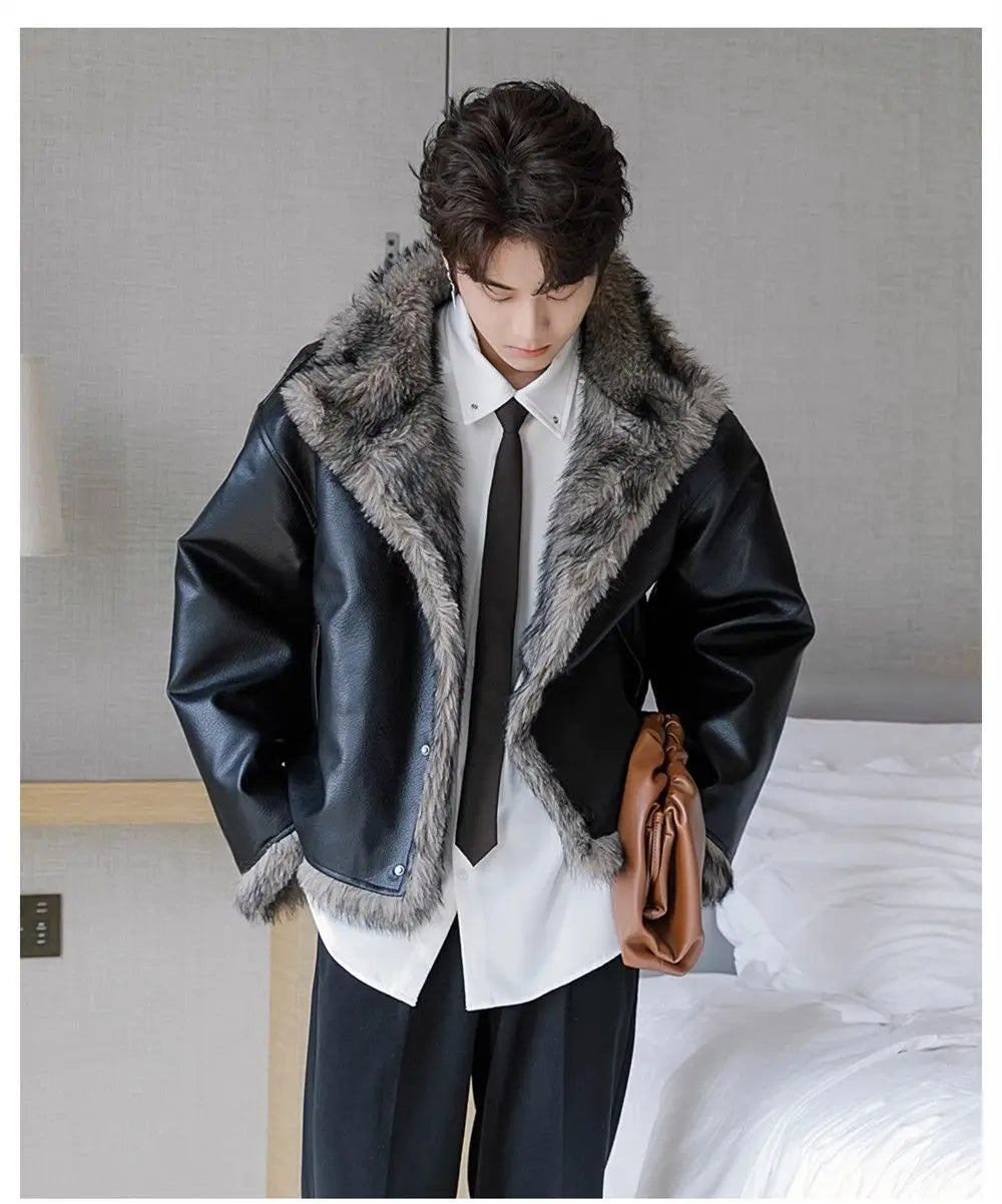 Men's Hooded Faux Fur Winter Jacket