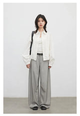 Women's Herringbone Wide-Leg Office Trousers