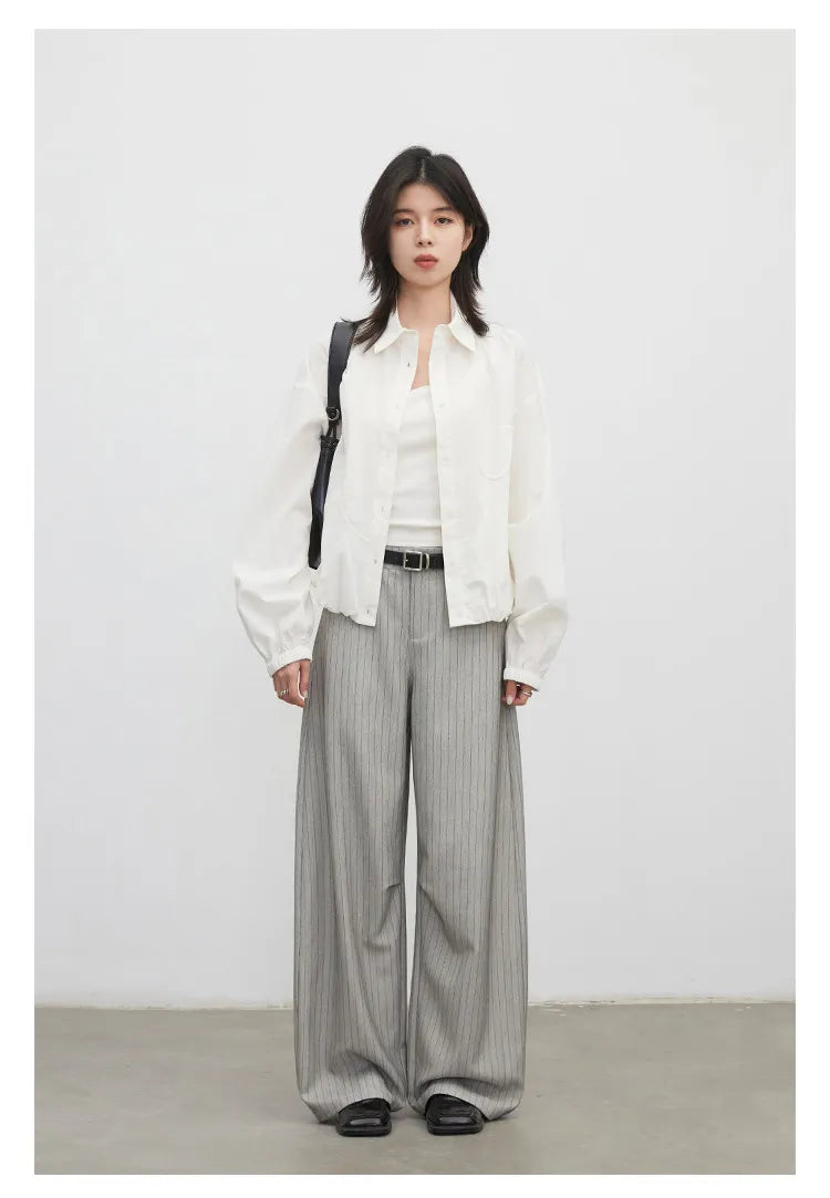 Women's Herringbone Wide-Leg Office Trousers