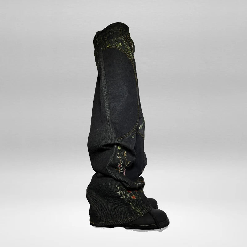 Y2K Floral Embroidery Baggy Jeans