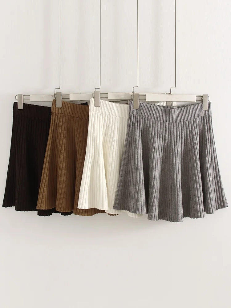 Elegant Knit Pleated Mini Skirt for Women