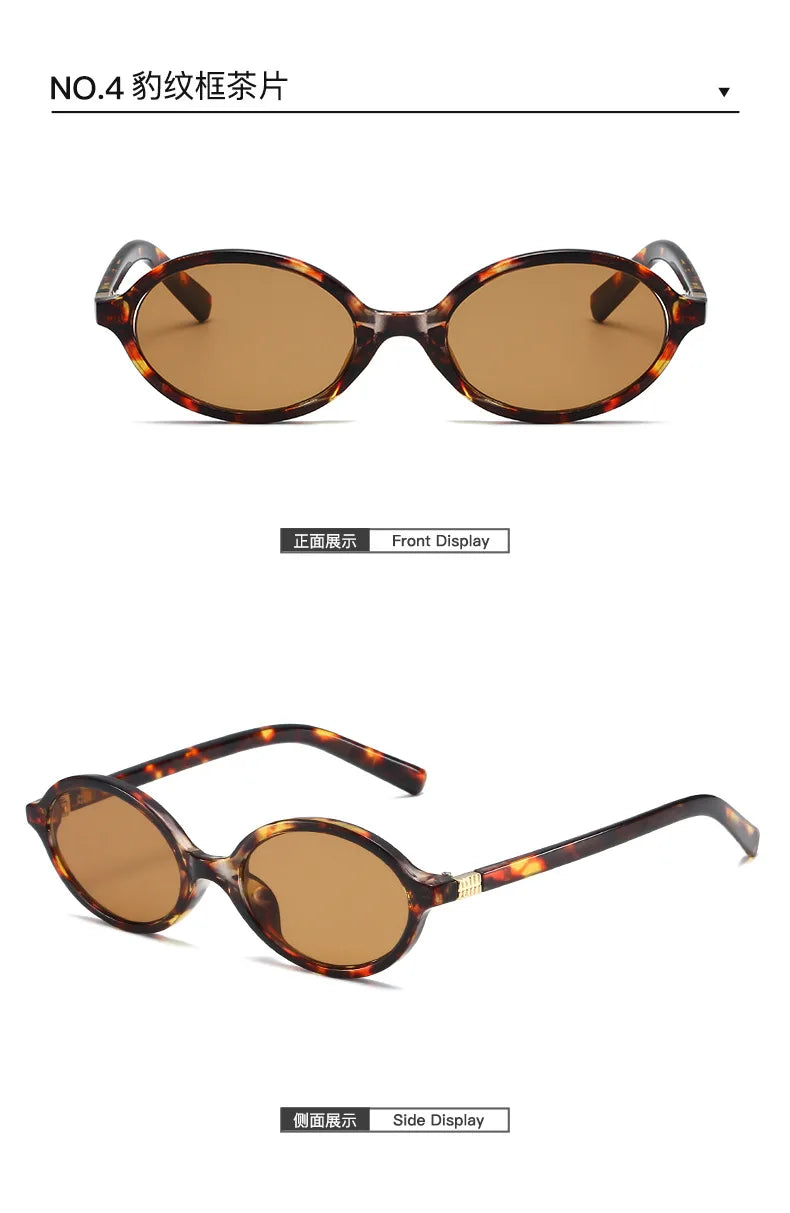 Fashion Oval Retro Sunglasses for Women – Simple Small Frame UV400 Protective Eyewear, Literary Style Luxury Design for Commuting & Travel