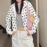 Women's Polka Dot Zip-Up Hoodie