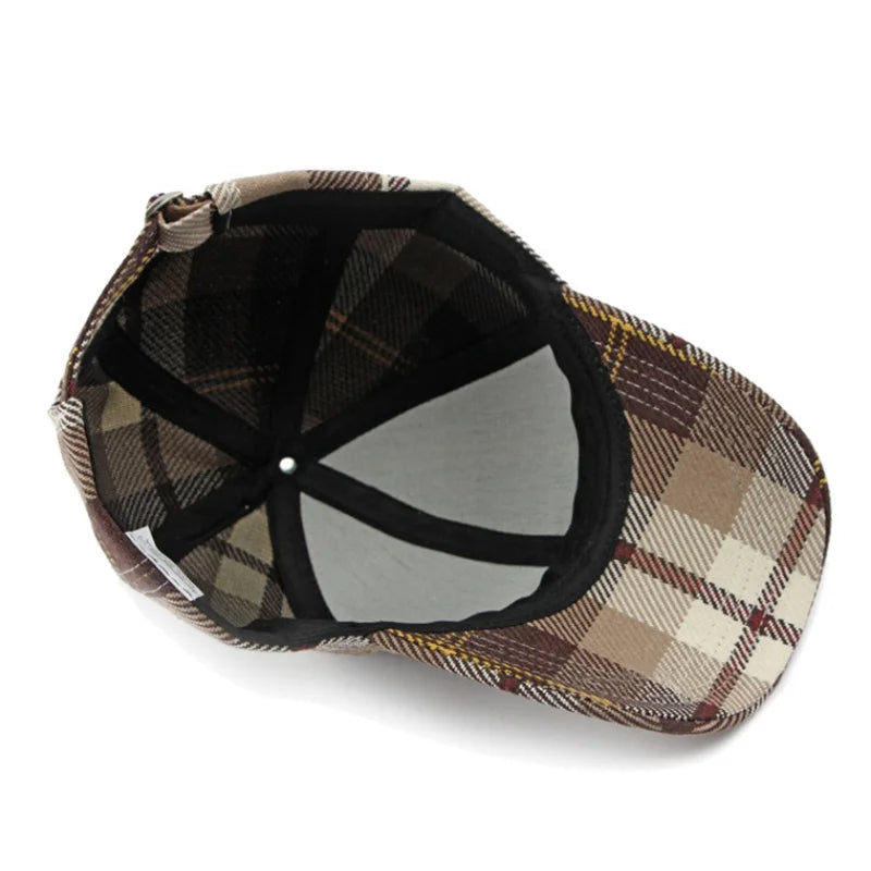 Unisex Houndstooth Baseball Cap – Adjustable Plaid Hat