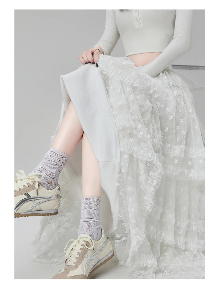 Gothic Lace Trumpet Skirt – Fairycore & Punk Streetwear