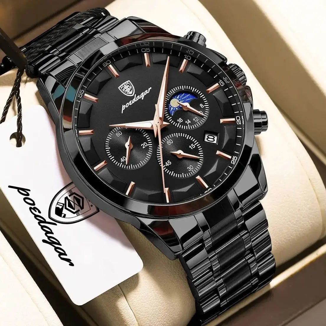 POEDAGAR 928 Men's Luxury Chronograph Watch | Luminous & Waterproof