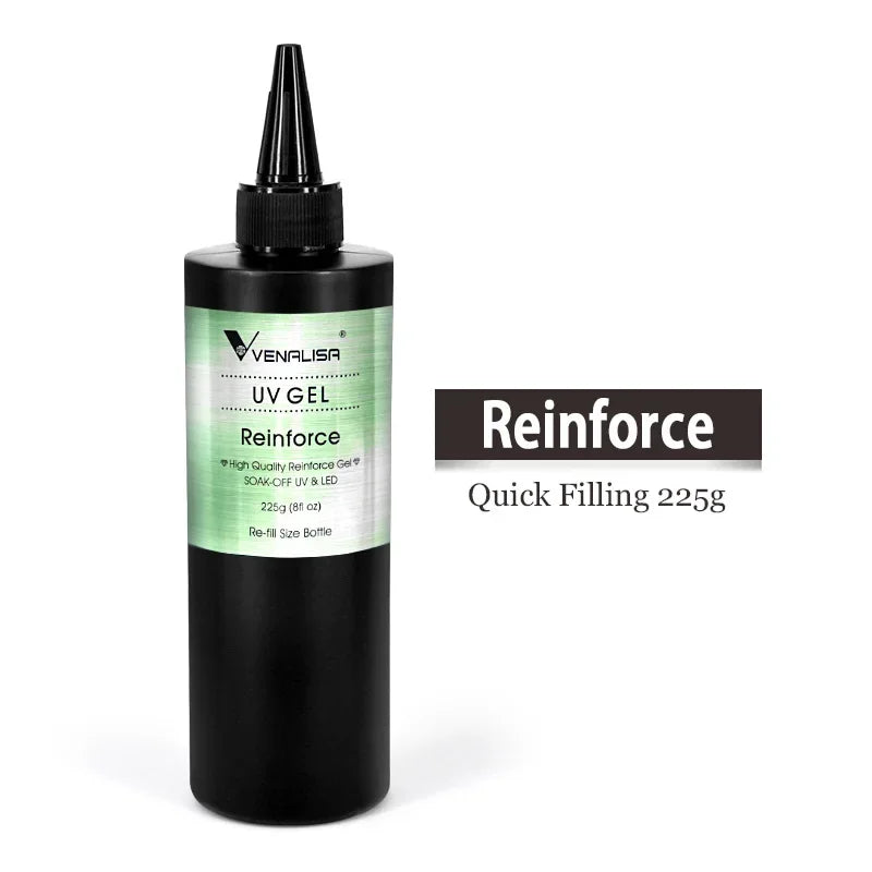 Venalisa Long Wear Tempered Top Coat Reinforce Gel Refill Package Soak Off UVLED Nail Gel Polish Big Volume 225g/30ml Base Gel