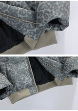 Unisex Graphic Puffer Jacket with Stand Collar