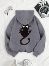Women's Cat Print Hoodie – Cozy Casual Pullover