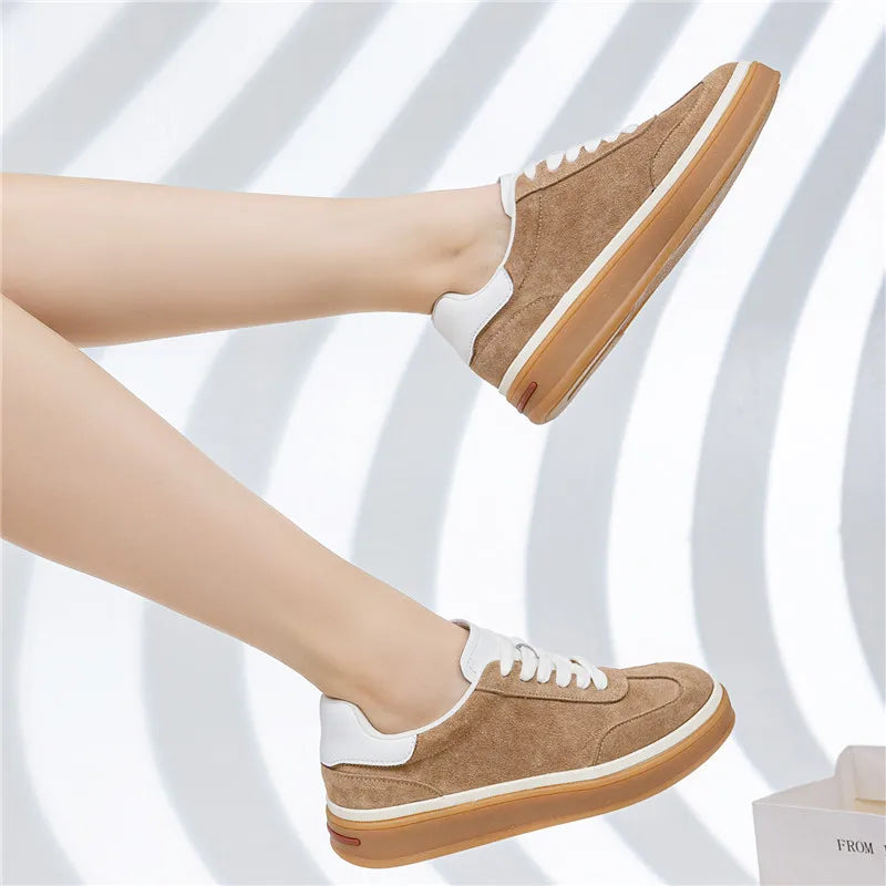 MORAZORA Women's Genuine Leather Platform Sneakers