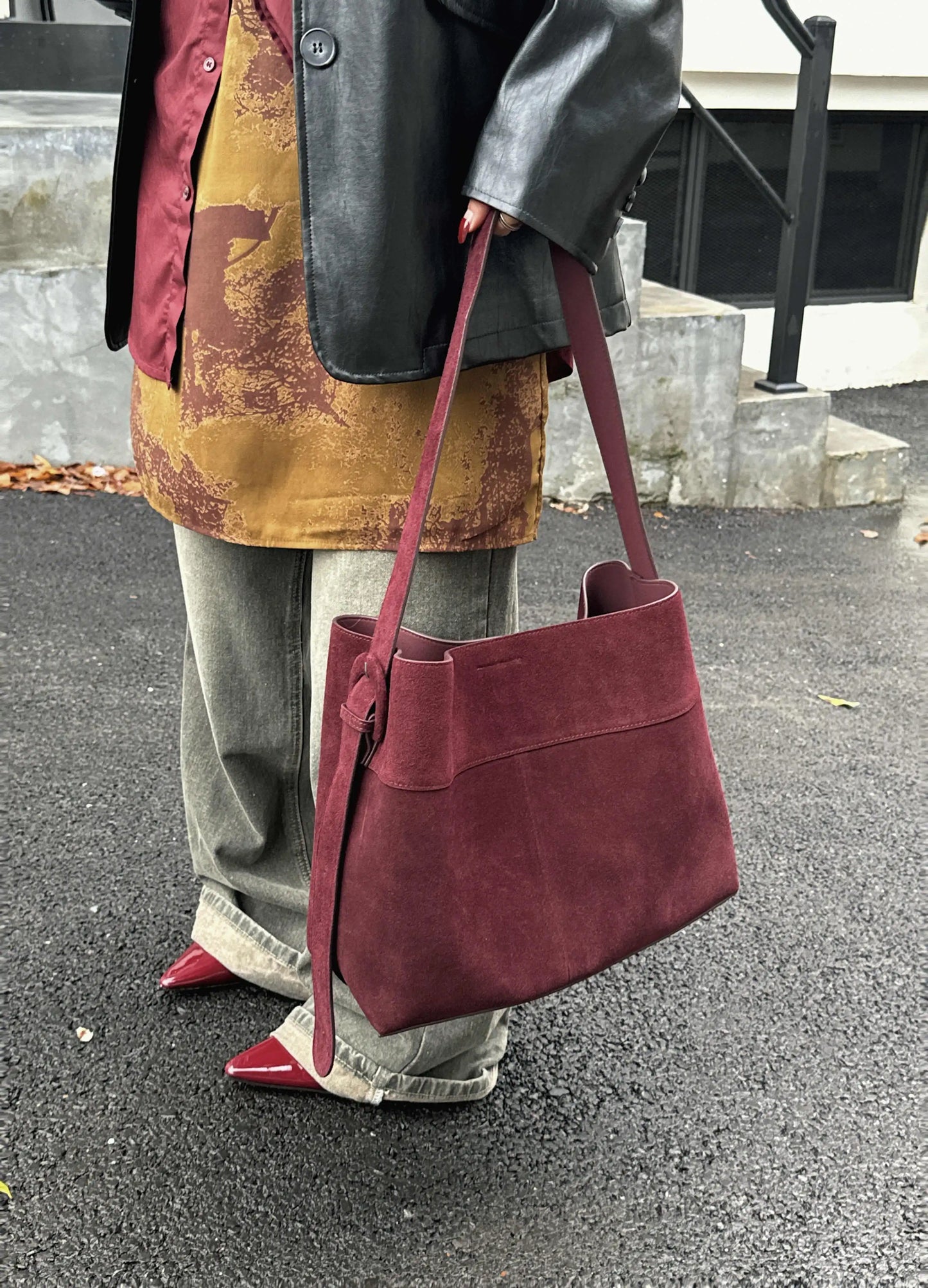 Motingsome Oversize Women Bag Luxury Suede Leather Winter Bags Frosted Cow Skin Handbag and Purses Retro Lady Tote 2024 New