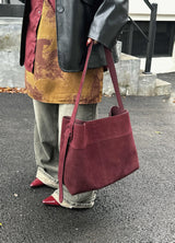 Motingsome Oversize Women Bag Luxury Suede Leather Winter Bags Frosted Cow Skin Handbag and Purses Retro Lady Tote 2024 New