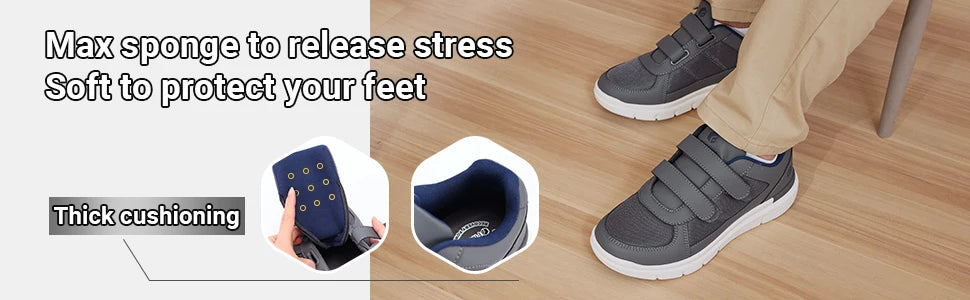 FitVille Diabetic Shoes for Men Extra Wide Width Elder Mens Diabetic Shoes for Neuropathy Swollen Feet Shoes Pain Relief
