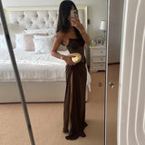 One-Shoulder Lace Gown – Sleeveless Backless Maxi Club Dress