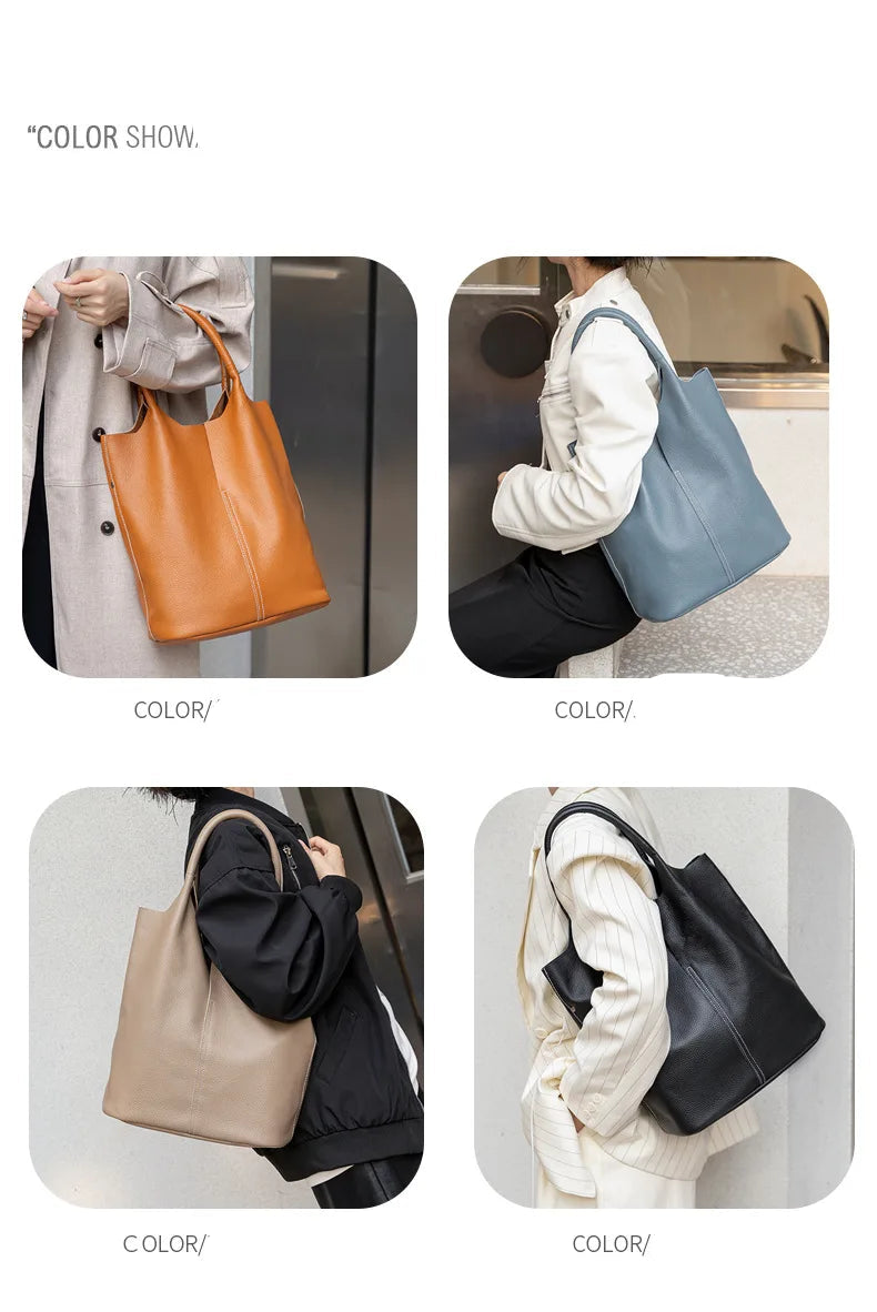Luxury Soft Leather Bucket Bag | Large Women’s Shoulder Bag
