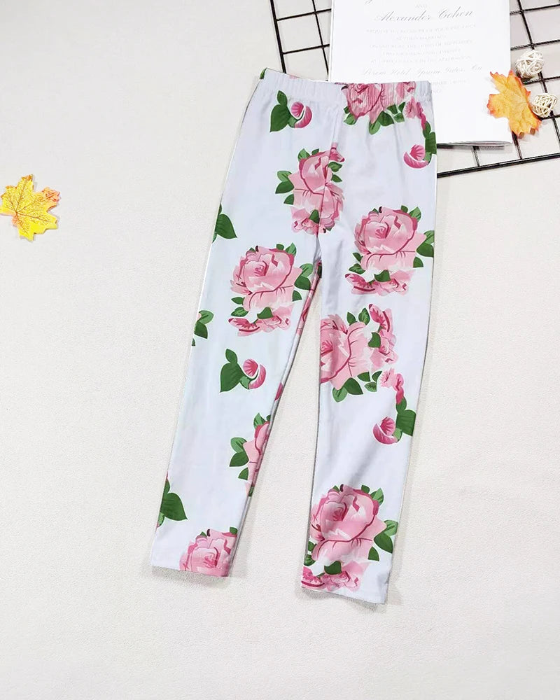 Girls' Floral Cartoon Fashion Leggings