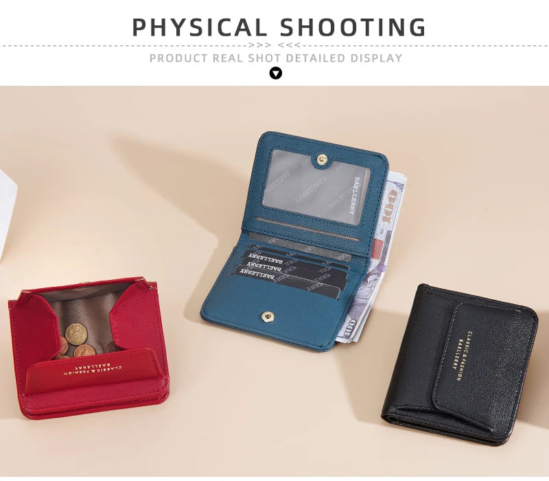 Fashionable Mini Women Wallet Name Engraving High-Quality Card Holder Simple Short Female Coin Purse Small Ladies Purse