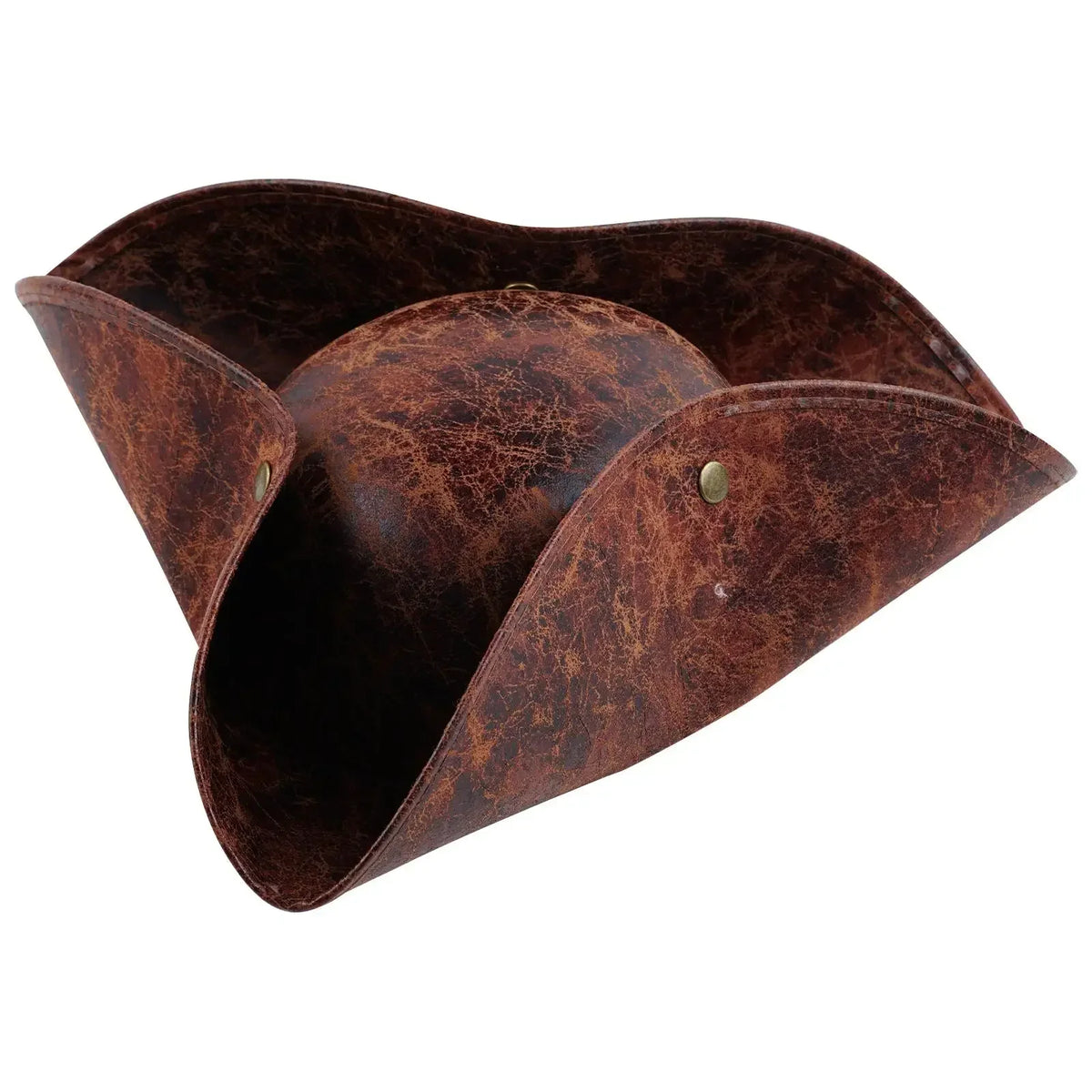 Faux Leather Pirate Hat Brown Captain Hat Vintage Button Masquerade Party Cosplay Costume Hat For Men Women Photography Props