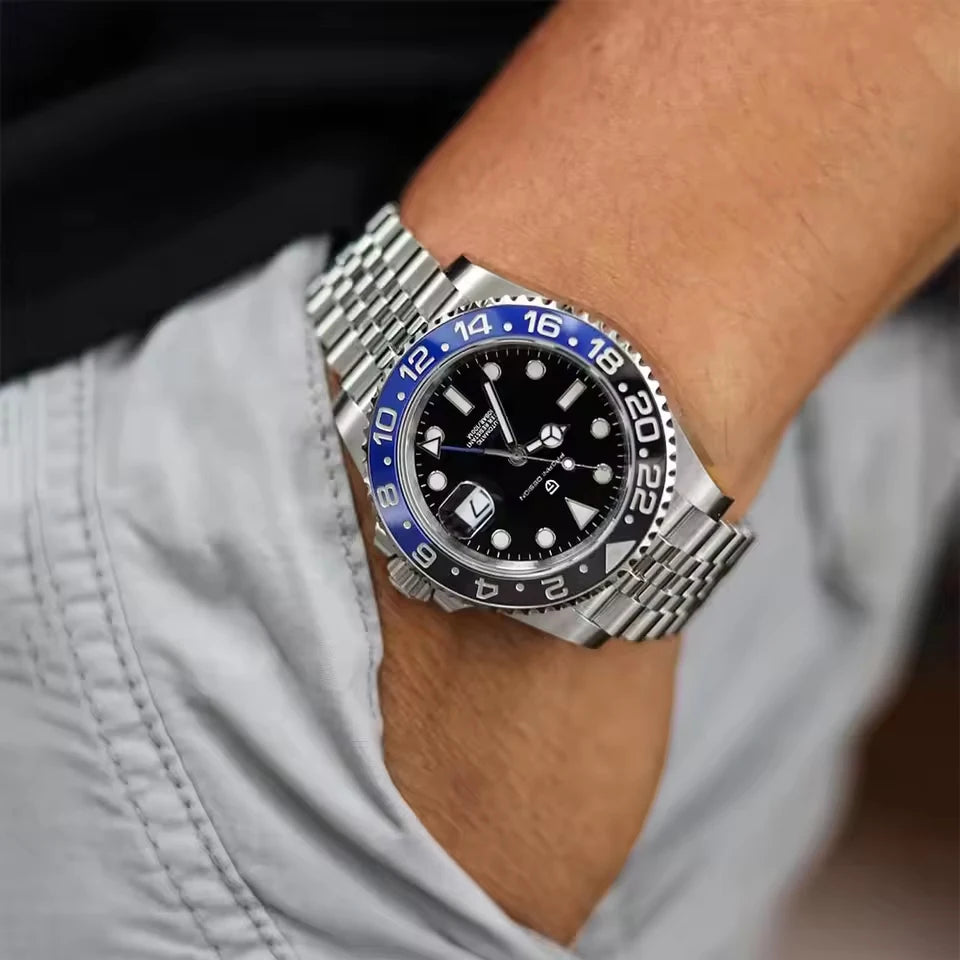 PAGANI DESIGN 40mm Automatic GMT Wristwatch Stainless Steel Waterproof Men Watch Top Brand Mechanical sports Watches Men PD-1662