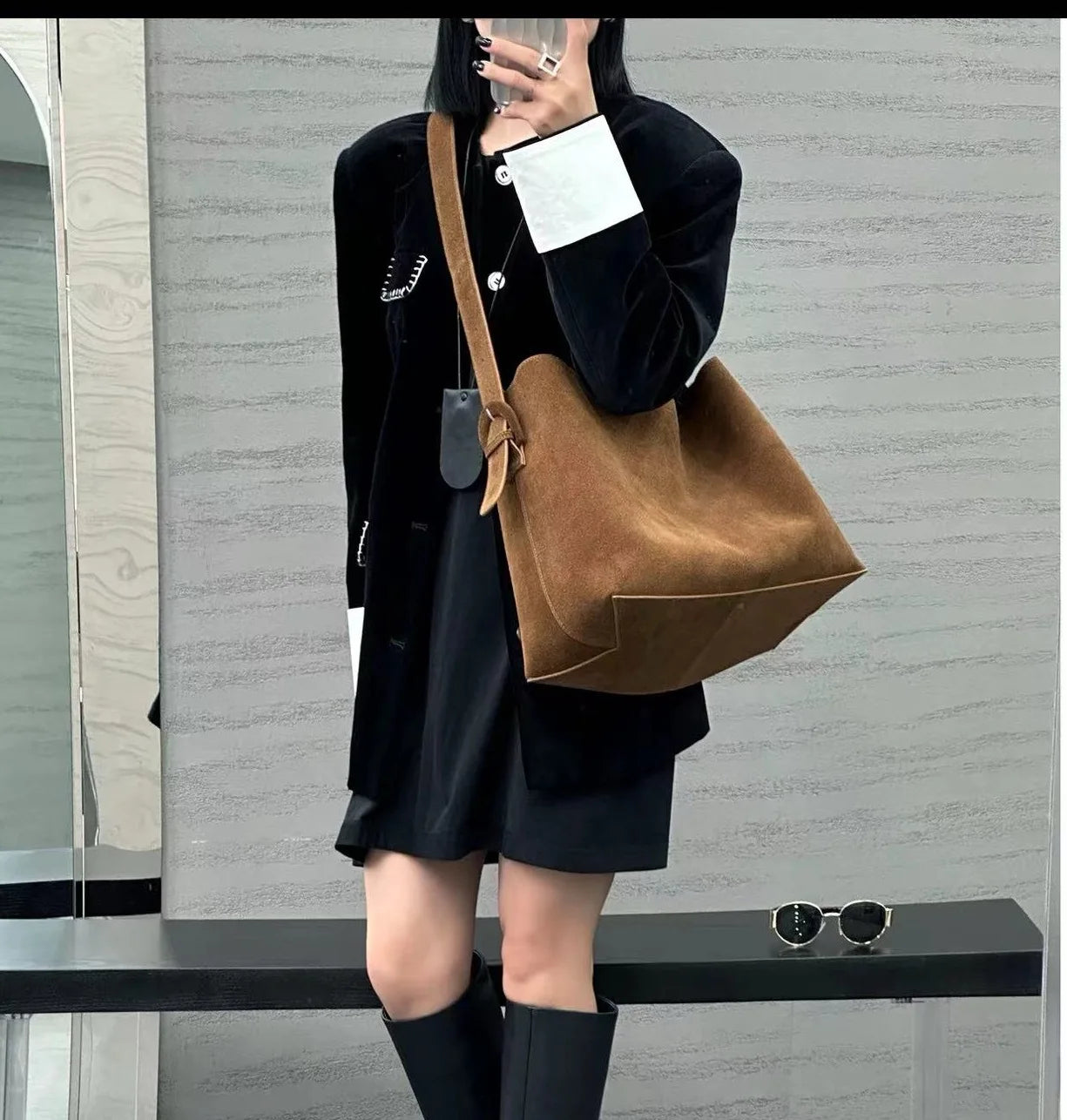 Motingsome Oversize Women Bag Luxury Suede Leather Winter Bags Frosted Cow Skin Handbag and Purses Retro Lady Tote 2024 New
