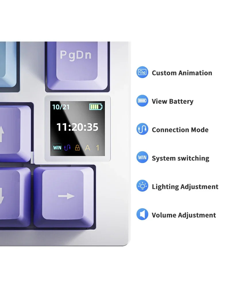 AJAZZ AK820 Wireless Gaming Keyboard, GASKET Structure, RGB Backlight, 5-Layer Sound Dampening Foam, PBT Keycaps