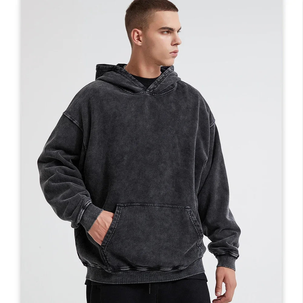 Vintage Wash Oversized Cotton Hoodie