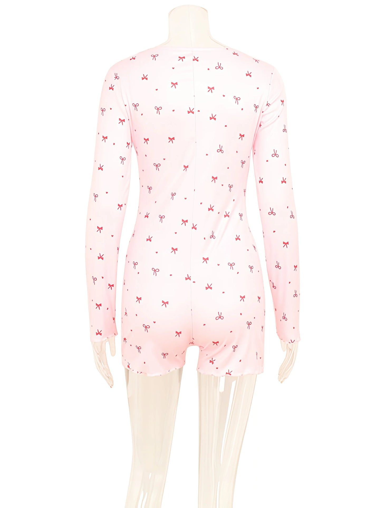 Bow Print Square Collar Loungewear Jumpsuit