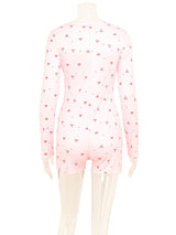Bow Print Square Collar Loungewear Jumpsuit