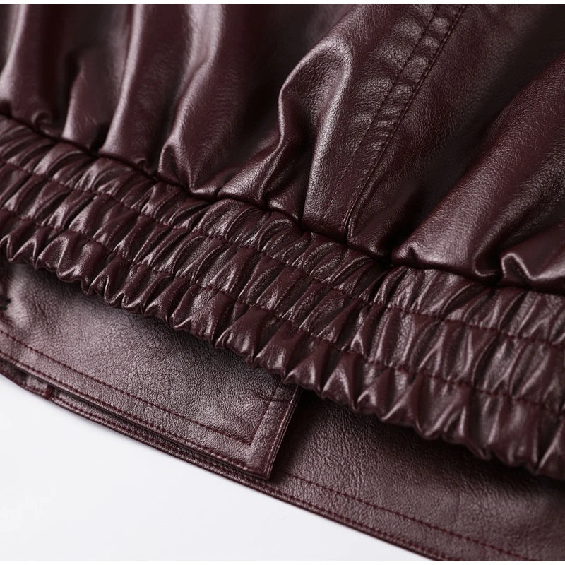 Chic Stand Collar Leather Jacket