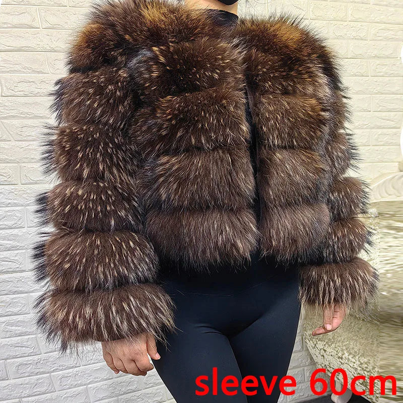 Luxury Women’s Real Raccoon & Fox Fur Jacket | Premium Winter Outerwear