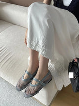 Eilyken Mesh Flat Sandals – Elegant Buckle Strap Women's Shoes