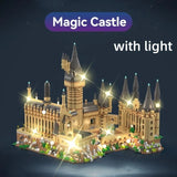 New Magic Castle Micro Building  Blocks Light Up Street View Architecture Creative MOC Model Kit  Kids Christmas Birthday Gifts