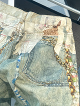 3D Pearl Chain Trompe L'Oeil Straight-Leg Jeans