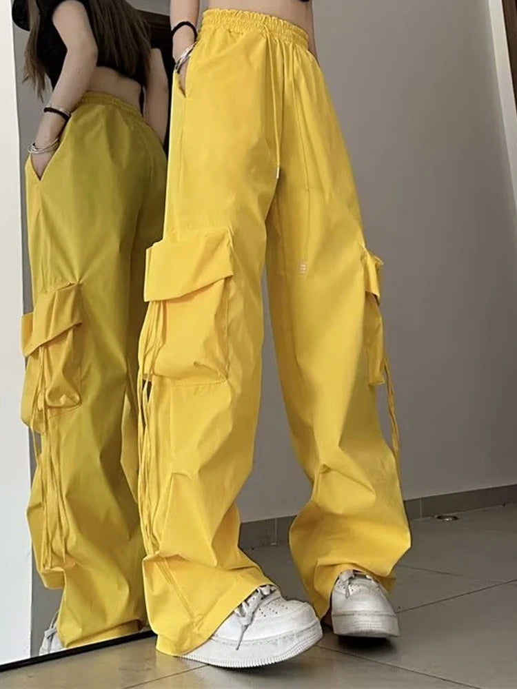 Women's High-Waisted Drawstring Straight-Leg Pants