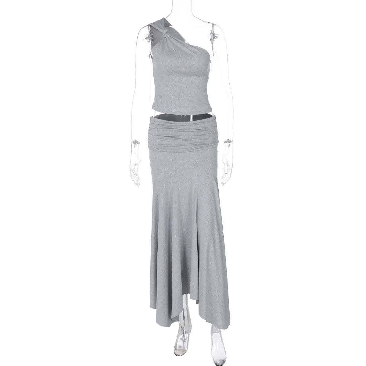 Tossy Fashion Pleated 2 Piece-Set Long Skirt For Women Off-Shoulder Cropped Pullover Top And Slim Long Skirt Sets Female Outfits