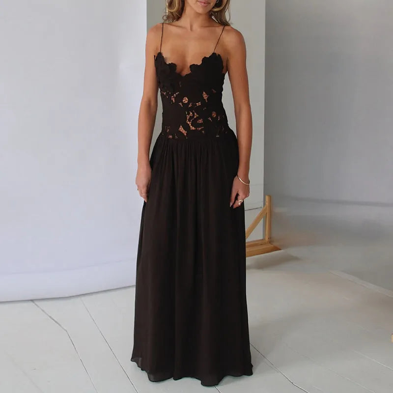 Lace Patchwork Ankle-Length Dress for Women